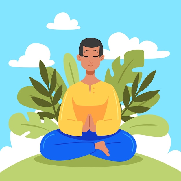 Free Vector organic flat people meditating illustration