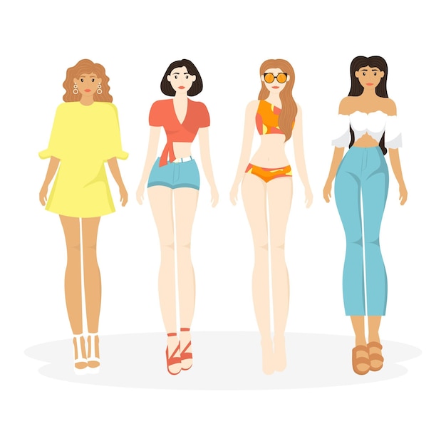 Free Vector organic flat people with summer clothes pack