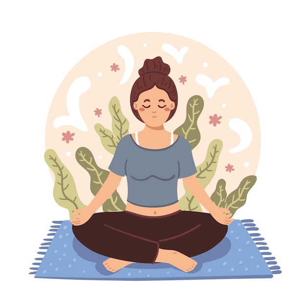 Free Vector organic flat person meditating in lotus position