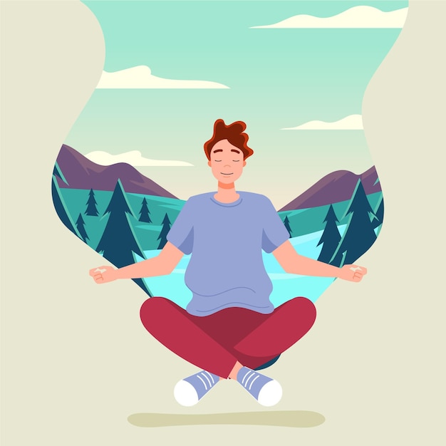 Free Vector organic flat person meditating peacefully