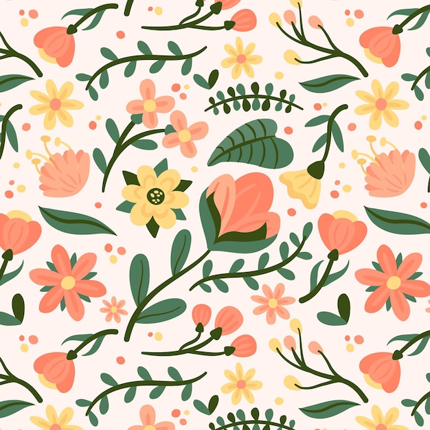 Organic flat pressed flowers pattern