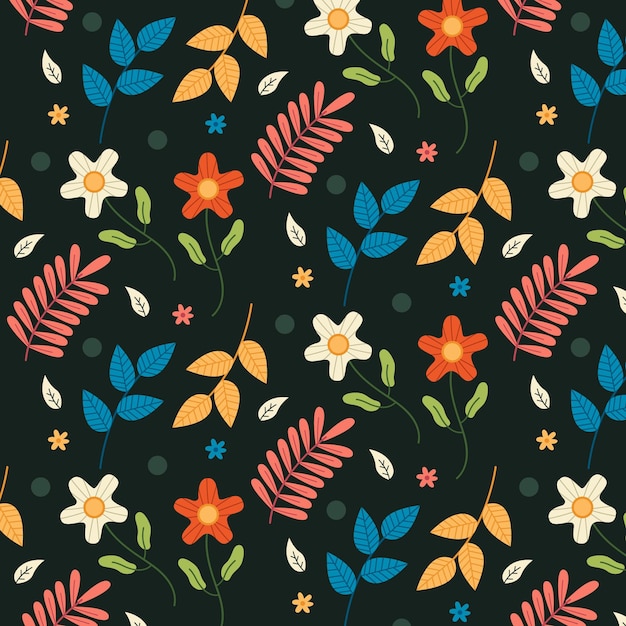 Organic flat pressed flowers pattern