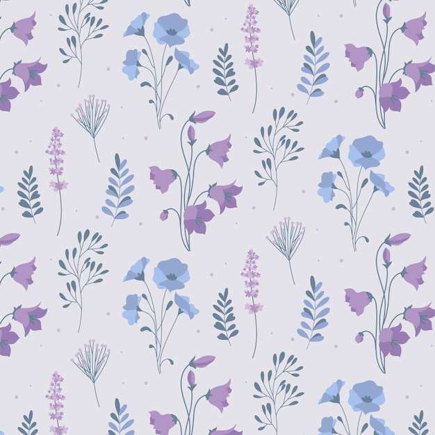 Organic flat pressed flowers pattern