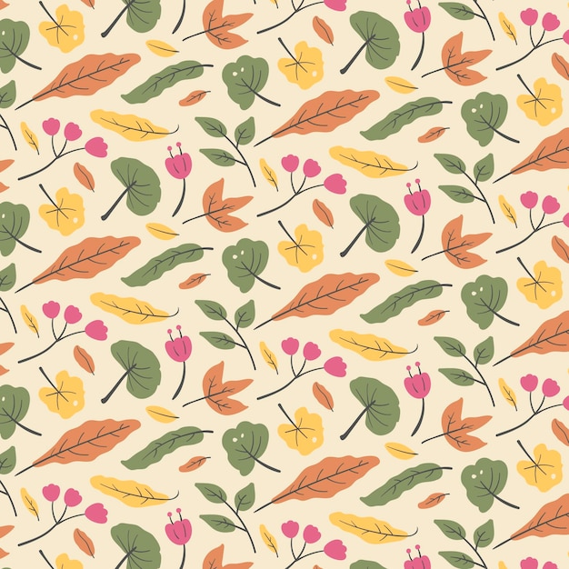 Free Vector organic flat pressed flowers pattern