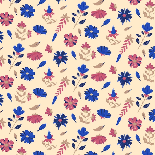 Organic flat pressed flowers pattern