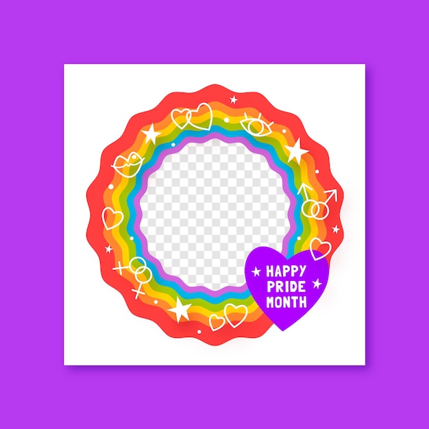 Organic flat pride day social media frame template