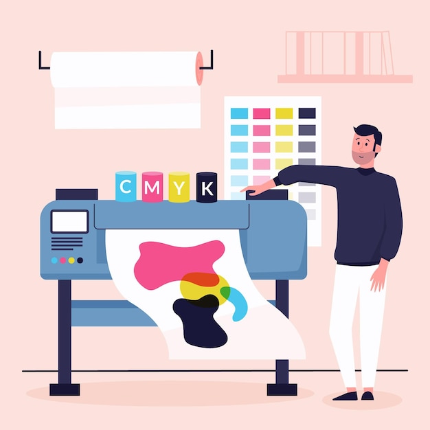 Organic flat printing industry illustration