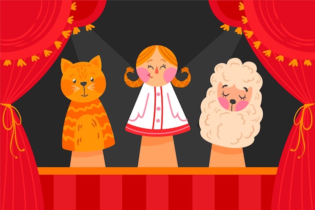 Free Vector organic flat puppet show background