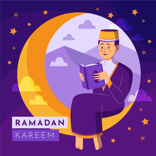 Organic flat ramadan illustration with person praying