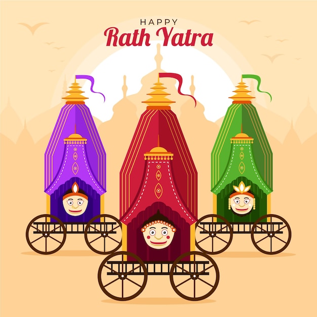 Organic flat rath yatra illustration