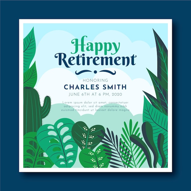 Organic flat retirement greeting card template