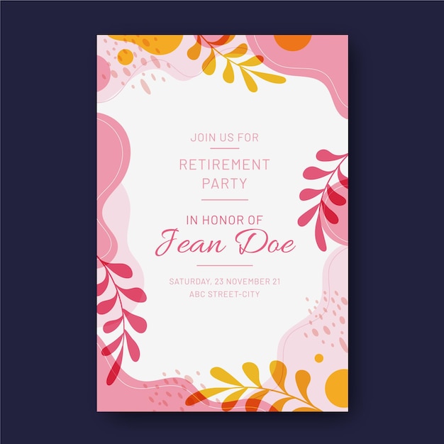 Organic flat retirement greeting card template