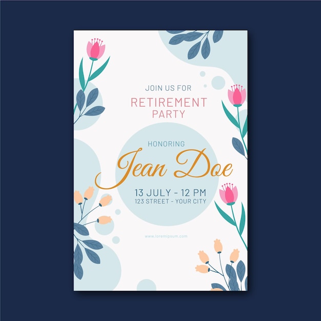 Organic flat retirement greeting card template