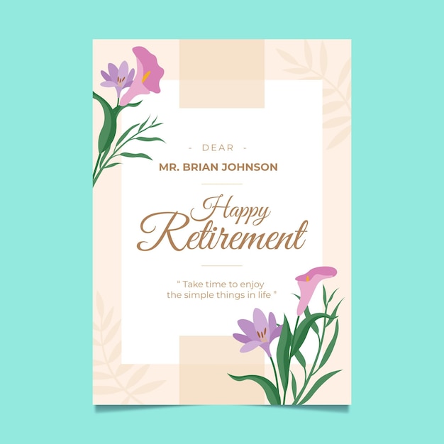 Free vector organic flat retirement greeting card