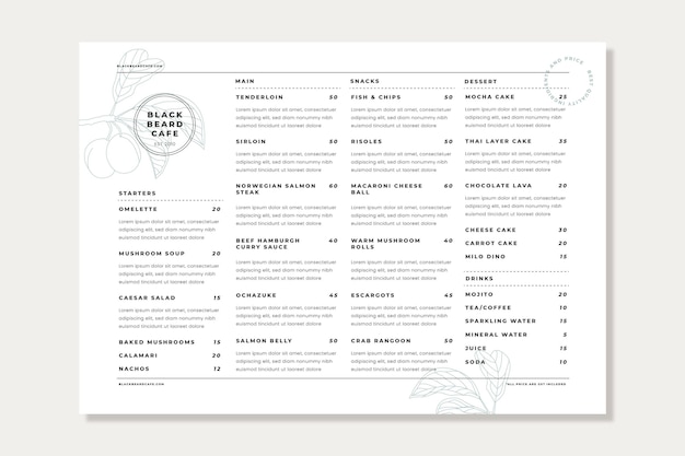 Organic flat rustic restaurant vertical menu template