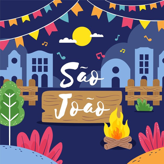 Organic flat sao joao illustration