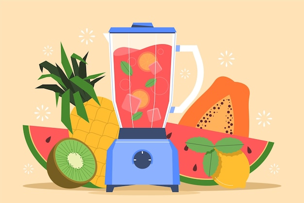 Free vector organic flat smoothies in blender glass illustration