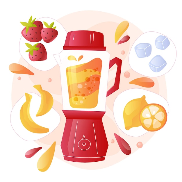 Free vector organic flat smoothies in blender glass illustration