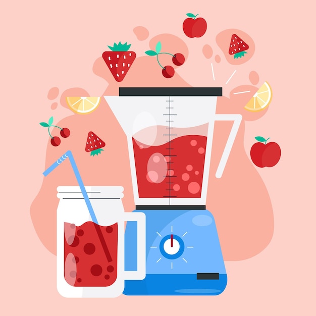 Free vector organic flat smoothies in blender glass illustration