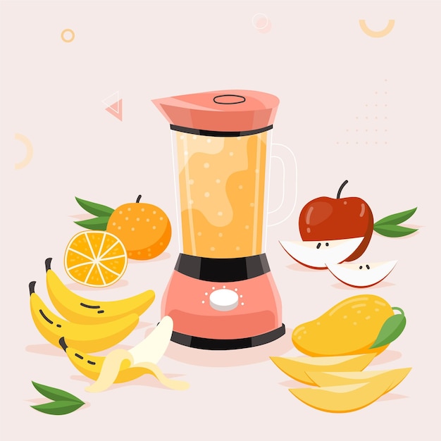 Free Vector organic flat smoothies in blender glass