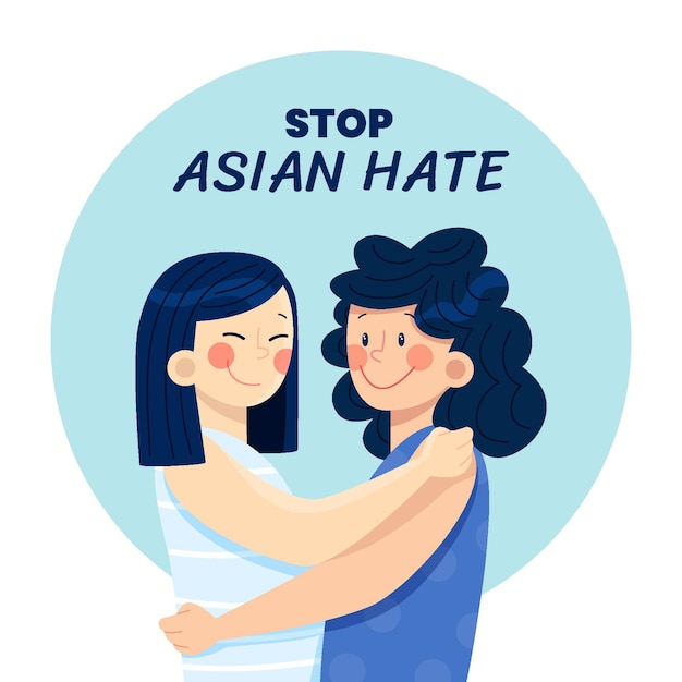 Organic flat stop asian hate illustration