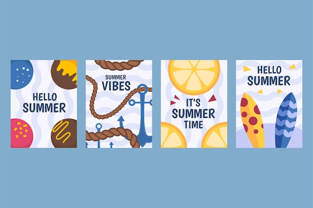 Free Vector organic flat summer cards collection