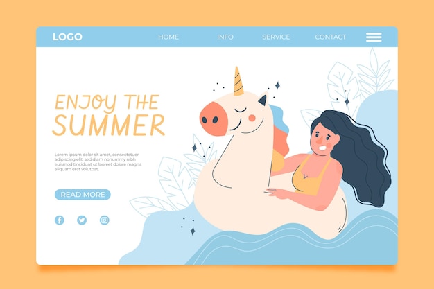 Organic flat summer landing page template