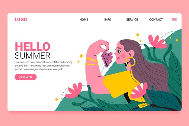 Organic flat summer landing page template