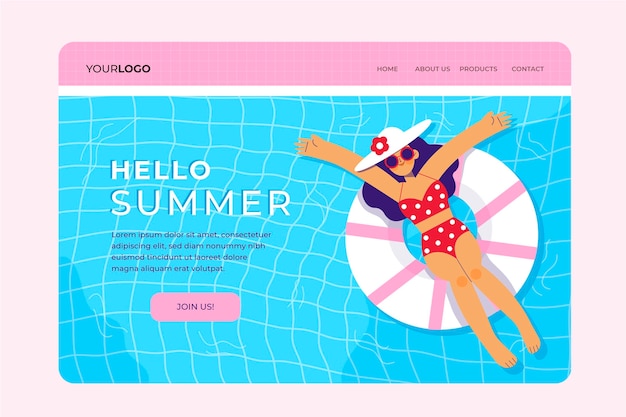 Organic flat summer landing page template