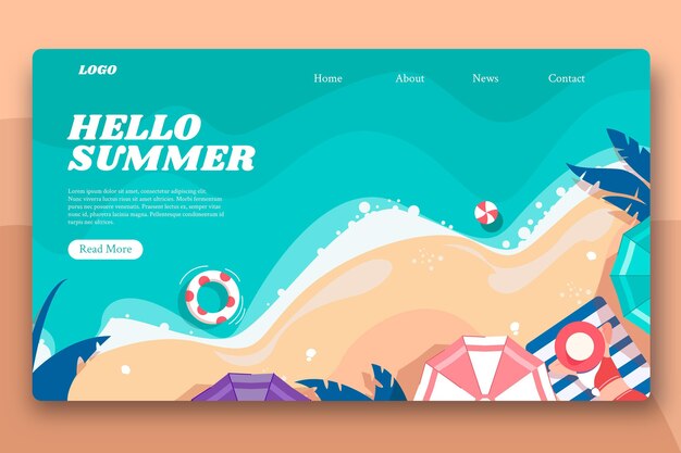 Organic flat summer landing page template