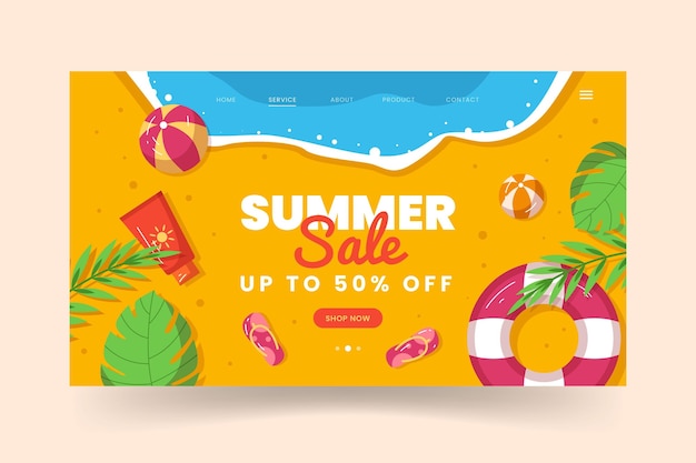 Organic flat summer landing page template