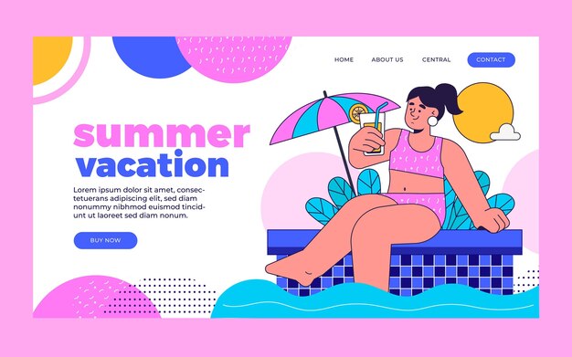 Organic flat summer landing page template