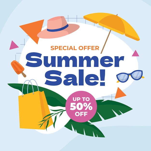 Organic flat summer sale illustration