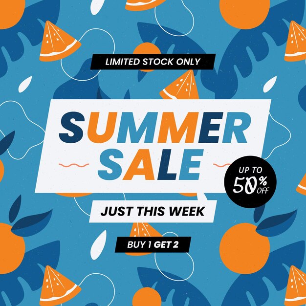 Organic flat summer sale illustration