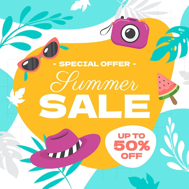 Free Vector organic flat summer sale illustration