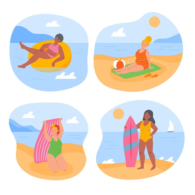 Free Vector organic flat summer scenes collection