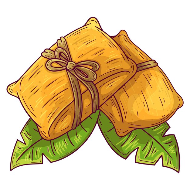 Organic flat tamales illustrated