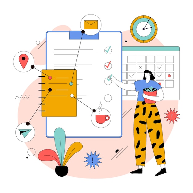 Organic flat time management illustration