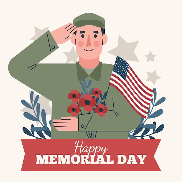 Organic flat usa memorial day illustration