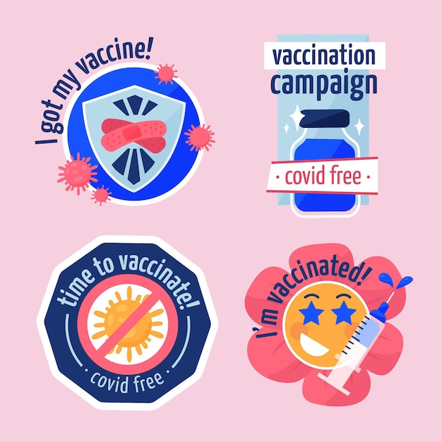 Organic flat vaccination campaign badge collection