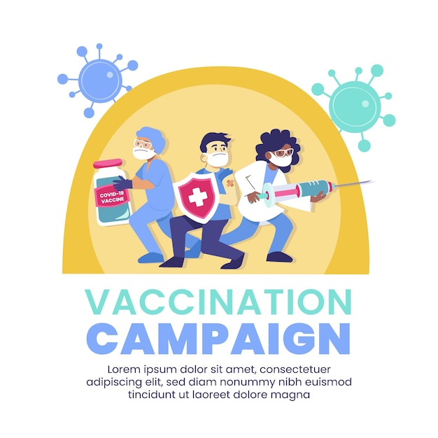 Organic flat vaccination campaign illustration