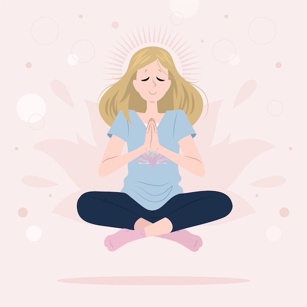 Free Vector organic flat woman meditating