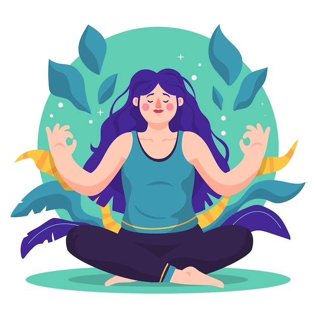 Free vector organic flat woman meditating