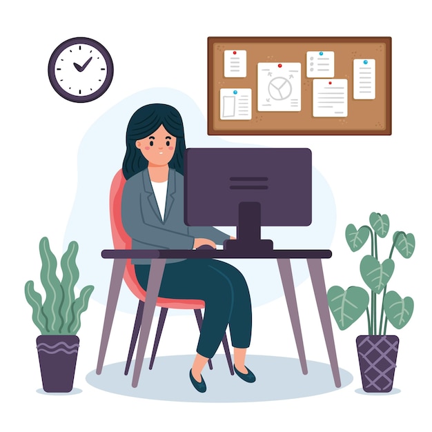 Organic flat working day scene