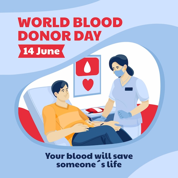 Organic flat world blood donor day illustration