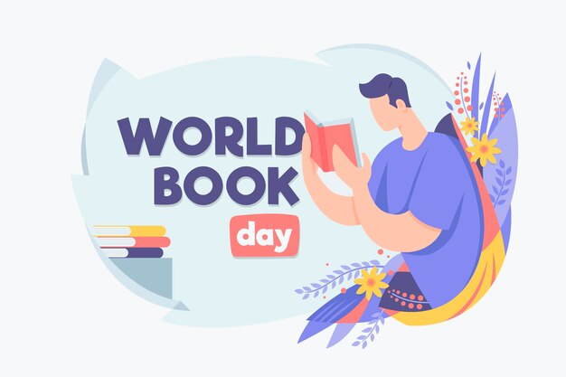 Organic flat world book day illustration