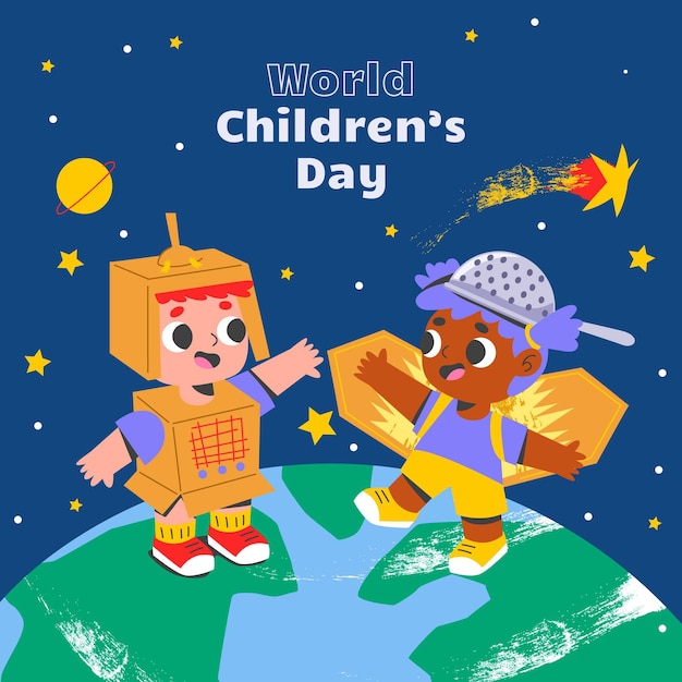 Organic flat world children's day illustration