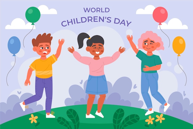 Free vector organic flat world children's day illustration