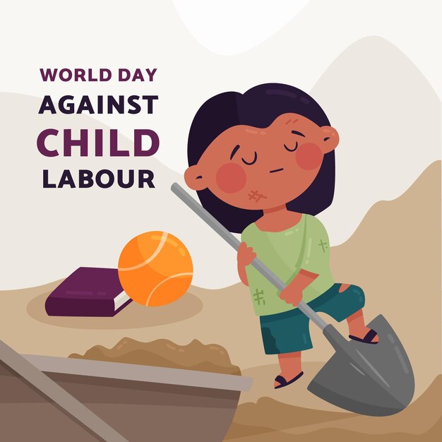 Organic flat world day against child labour illustration