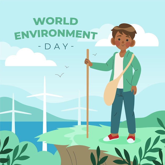 Organic flat world environment day illustration